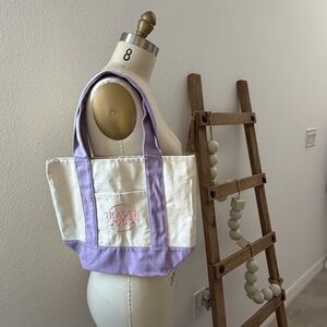 Trader Joe's Limited Edition Pastel Mini Lavender/Purple Canvas Tote Bag